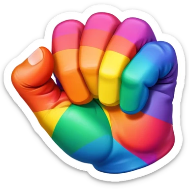 Rainbow and Black fist emoji  sticker