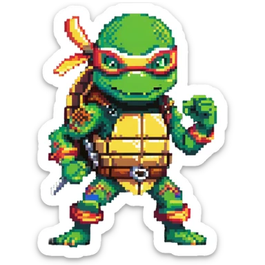 green masked ninja turtle in action pose sticker