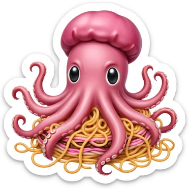 pink spaghetti slop octopus hot dog  sticker