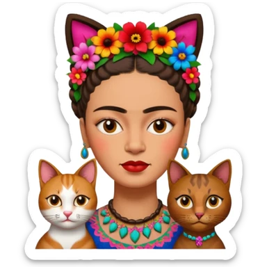 Frida Kahlo with cat sticker
