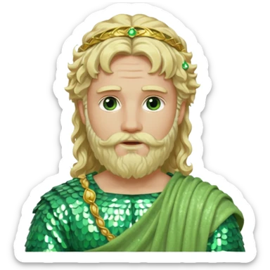 Zephyr, God of Spring Roman Deities with long blonde wavy hair and beard, pale green sequin toga sticker