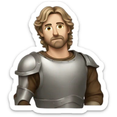 medieval innovator, thinking, concentrated, torso sticker