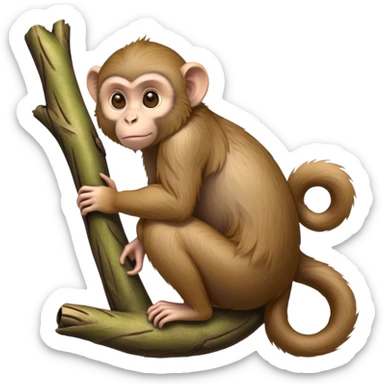 cinematic-Macaques-realistic-full-body-sitting-emoji,-slim-agile-frame-poised-on-a-branch,-long-tail-curled-slightly,-head-tilted-dramatically,-warm-brown-fur-soft-and-fluffy,-bright-playful-eyes-exuding-mischief,-simplified-yet-realistic-focused-features,-highly-detailed,-glowing-with-an-almost-sarcastic-glow sticker