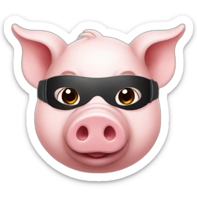 Pig with blindfold and horns sticker
