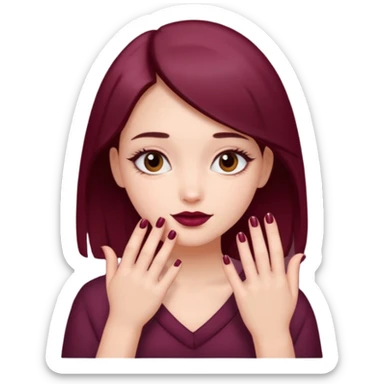 I want a shy girl with burgundy nails sticker