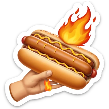 Hand Holding a Flaming Hotdog sticker