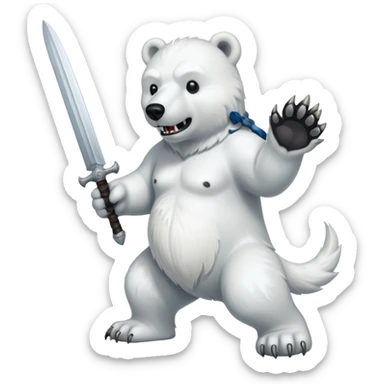 Polar bear with saber fangs and a wolf’s tail; full body sticker