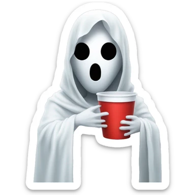 ghost wearing a crop top and holding a red cup sticker