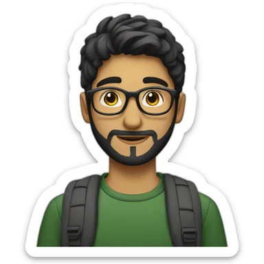 pakistani teenage man with round glasses and beard sticker