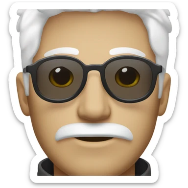 20 year old looking guy with white hair and round sunglasses, white beard, white skin, portrait sticker