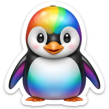 Rainbow penguin happy sticker
