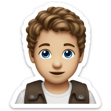 toddler boy brown hair blue eyes  sticker