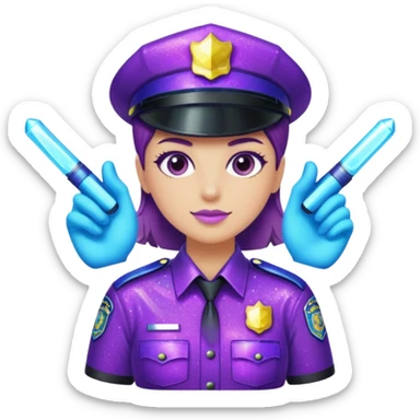 Glitter Purple and Cian police sticker