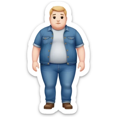 Obese male in denim jeans sticker