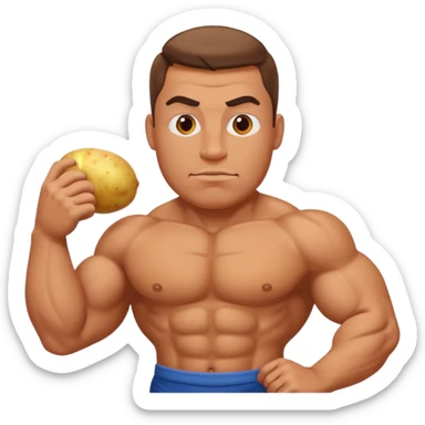 crea un señor fuerte con cara de papa sticker