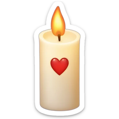 Candle with heart flame sticker