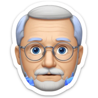 Create me an emoji of an old man. Gray short size hair. Gray beard. Glasses. Blue eyes sticker