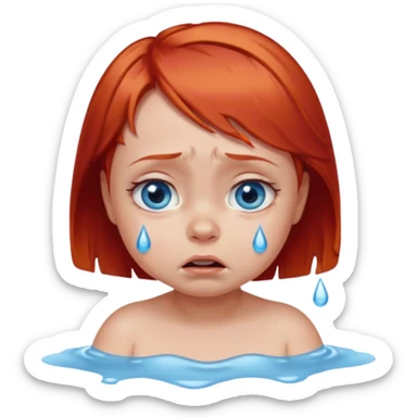 red hair baby girl big eyes short hair crying sticker