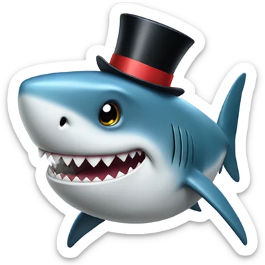 Shark with a top hat sticker