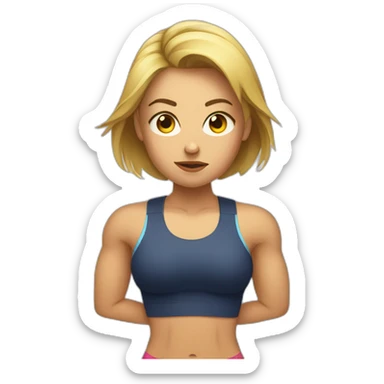 a sad female fitness trainer weightlifting sticker