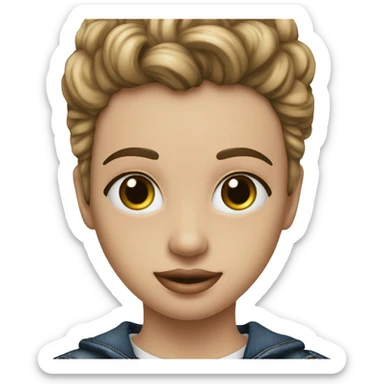 ragazzw bionda occhi marroni orecchini grandi a cuore maglietta nero jeans stretti sticker