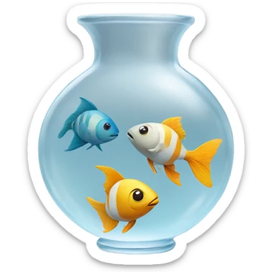 fishes in a clear vase  sticker
