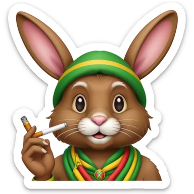 rasta easter bunny smoking sticker