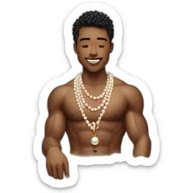 Posh-muscle-boy-pearl-necklace-in-golden-bathtub sticker