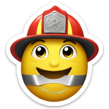 A lemon with but in a fireman outfit smiling sticker