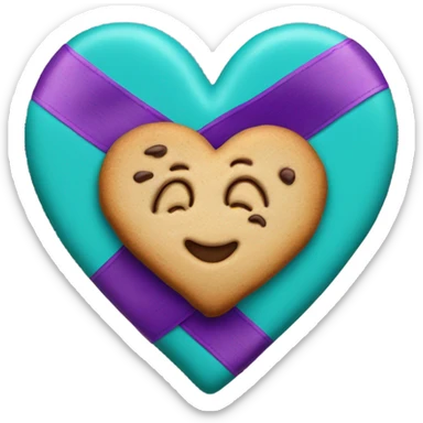 Cookie heart with teal purple awareness ribbon sticker