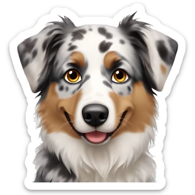 Merle Aussie shepherd with brown and blue eyes sticker