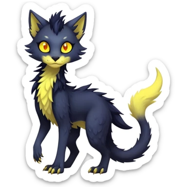 Kawaii dark colorful edgy fantasy ethereal feline-vernid-sergal-fursona animal creature with a tufted tail full body sticker
