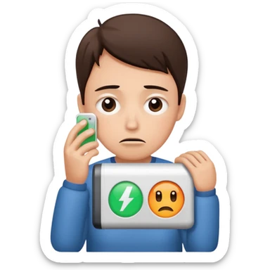 tired and exhausted with undereye bags add low power sign sticker