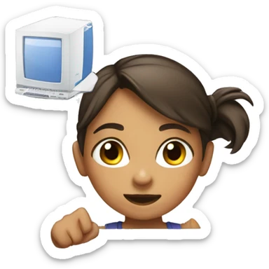 Girl breaking a pc set up sticker