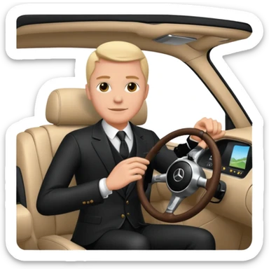 chauffeur driving bu only steering wheel is visible sticker