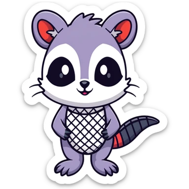 goth possum with fishnet gloves and black eyeliner sticker