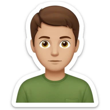 Dom Field brown hair, brown eyes, green shirt sticker