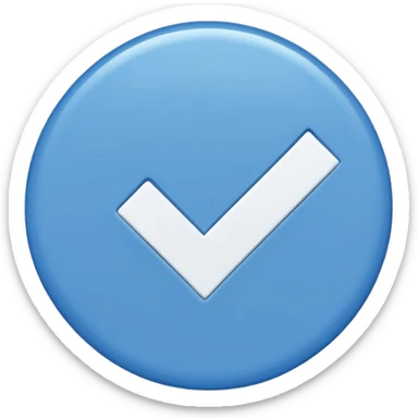 Un circulo de color azul  que adentro este una palomita de color blanco sticker