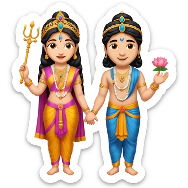 Krishna and Radha cute standing together with fuet sticker
