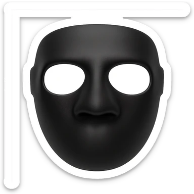 NBA-style black mask as worn by Kyrie Irving, modern, minimal, focus on mask shape, front view sticker