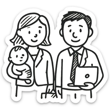 a pair of working parents sticker