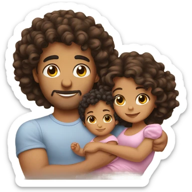 Curly hairs Hispanic couple with curly hair baby girl sticker