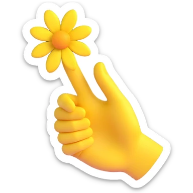 yellow hand making the 'OK' gesture with a small flower on the wrist, 3D emoji style sticker
