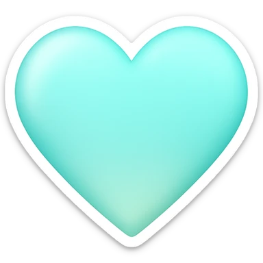 heart with a soft aqua gradient, digital illustration, no background sticker