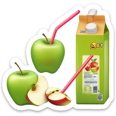 apple juice carton with a straw sticker