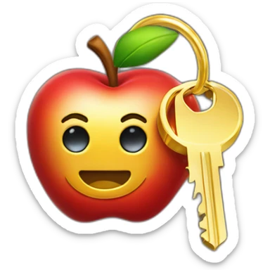 Apple keychain with gold key and a vault sticker