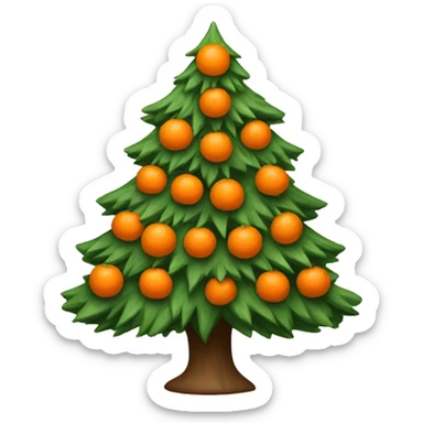 a Christmas tree decorated with tangerines sticker
