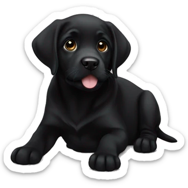 Black Labrador puppy layiny sticker