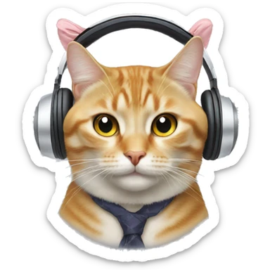 headphones on two cats very well dressed, smiling  sticker