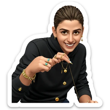 smiling boy with jewelry indoors sticker